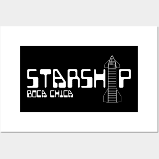 Starship Boca Chica Texas Retro Style Illustration Posters and Art